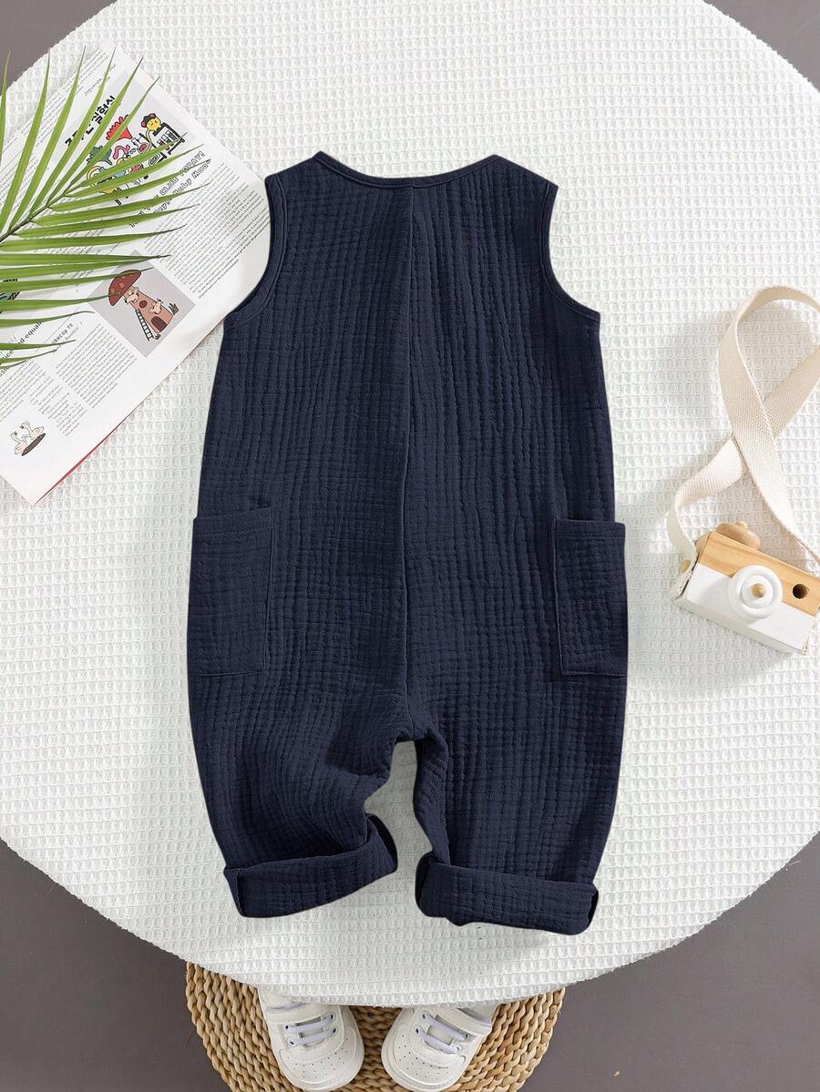 Unisex Newborn Baby Apricot Striped Sleeveless Romper Casual Spring Summer Vacation Outfit