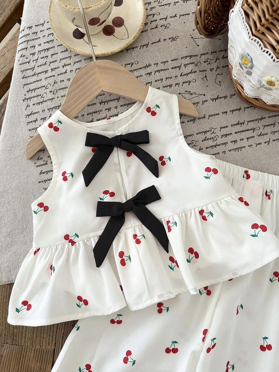 Casual Summer Pants Outfit For Kids Girls Ditsy Floral Fashion Wear