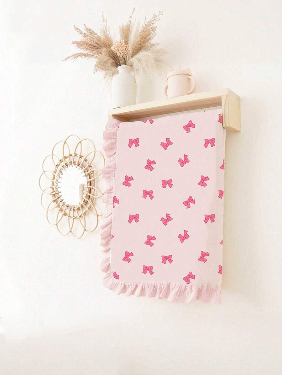 Floral Baby Cotton Blanket Soft Ruffle Edge Receiving Blanket for Newborns and Infants