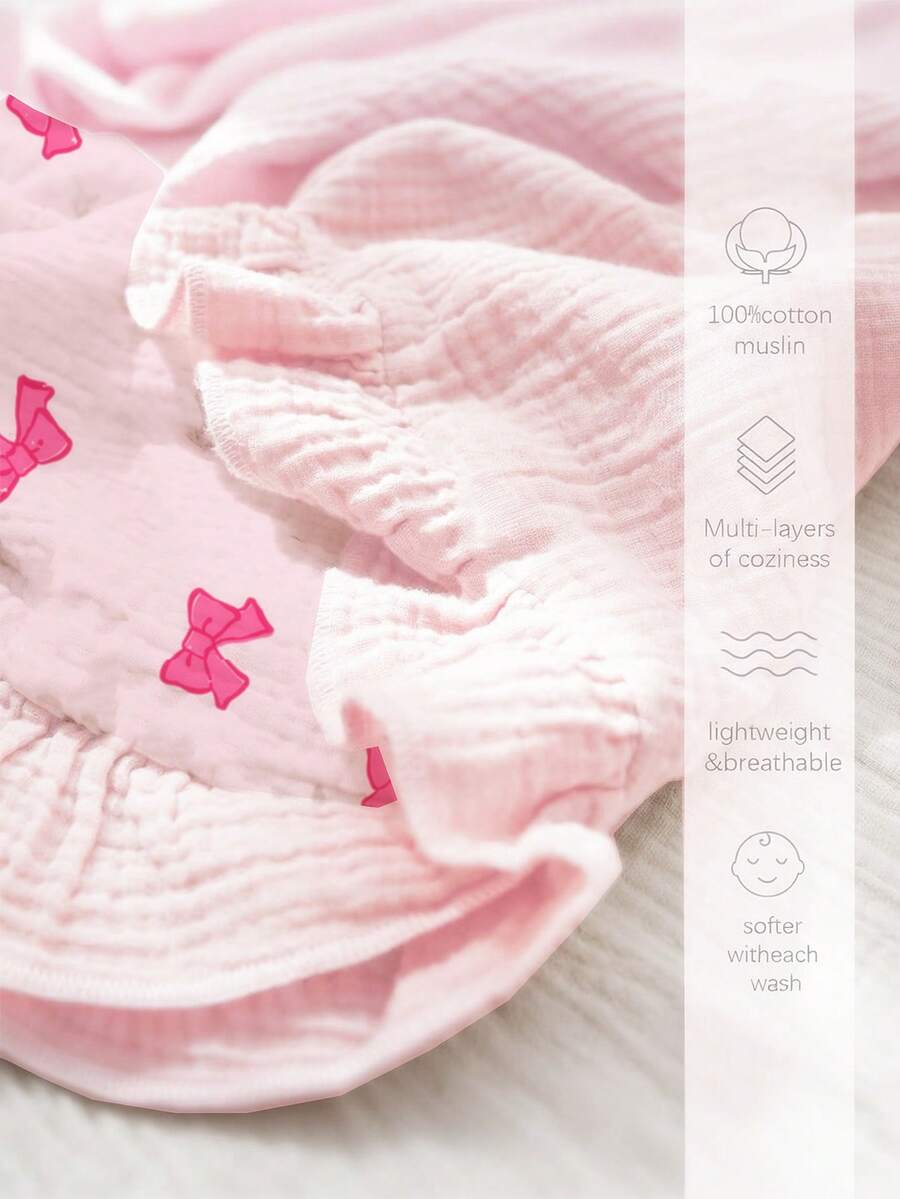 Floral Baby Cotton Blanket Soft Ruffle Edge Receiving Blanket for Newborns and Infants