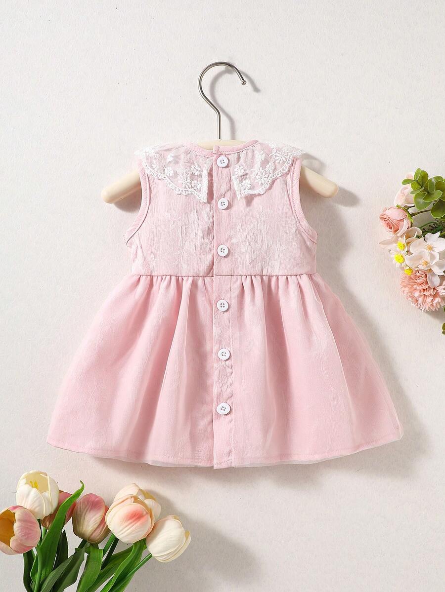 Baby Lace Collar Mesh Dress for Spring and Summer Celebrations and Photoshoots