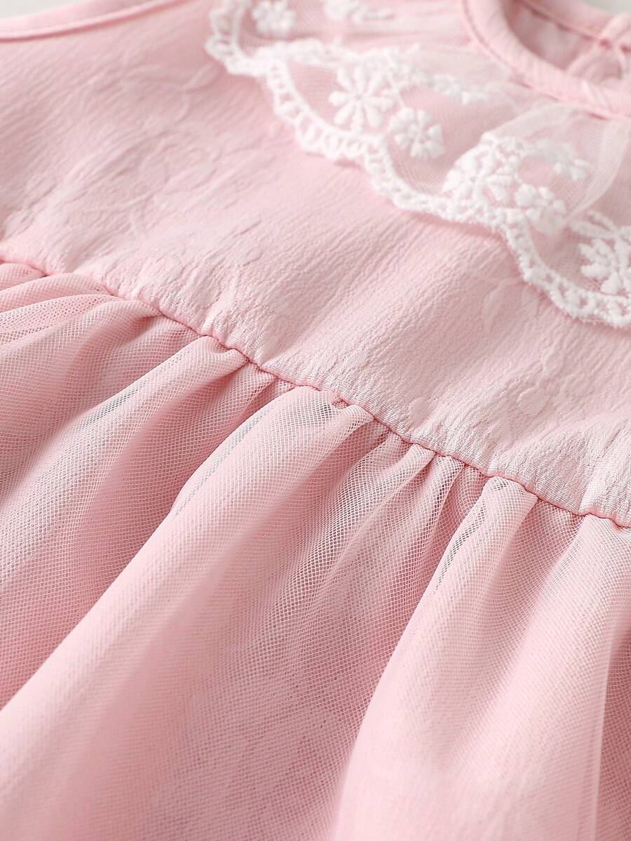 Baby Lace Collar Mesh Dress for Spring and Summer Celebrations and Photoshoots