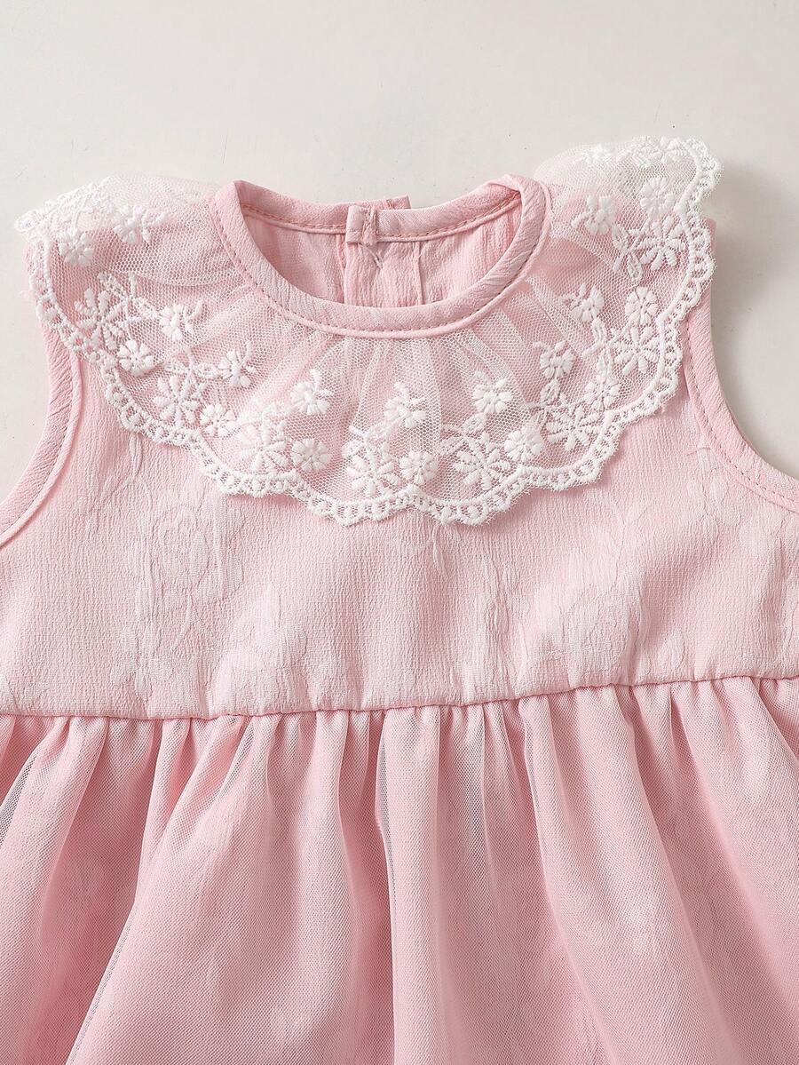 Baby Lace Collar Mesh Dress for Spring and Summer Celebrations and Photoshoots