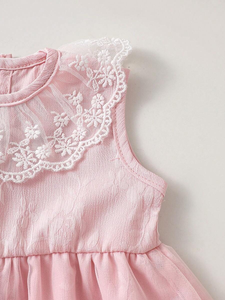 Baby Lace Collar Mesh Dress for Spring and Summer Celebrations and Photoshoots