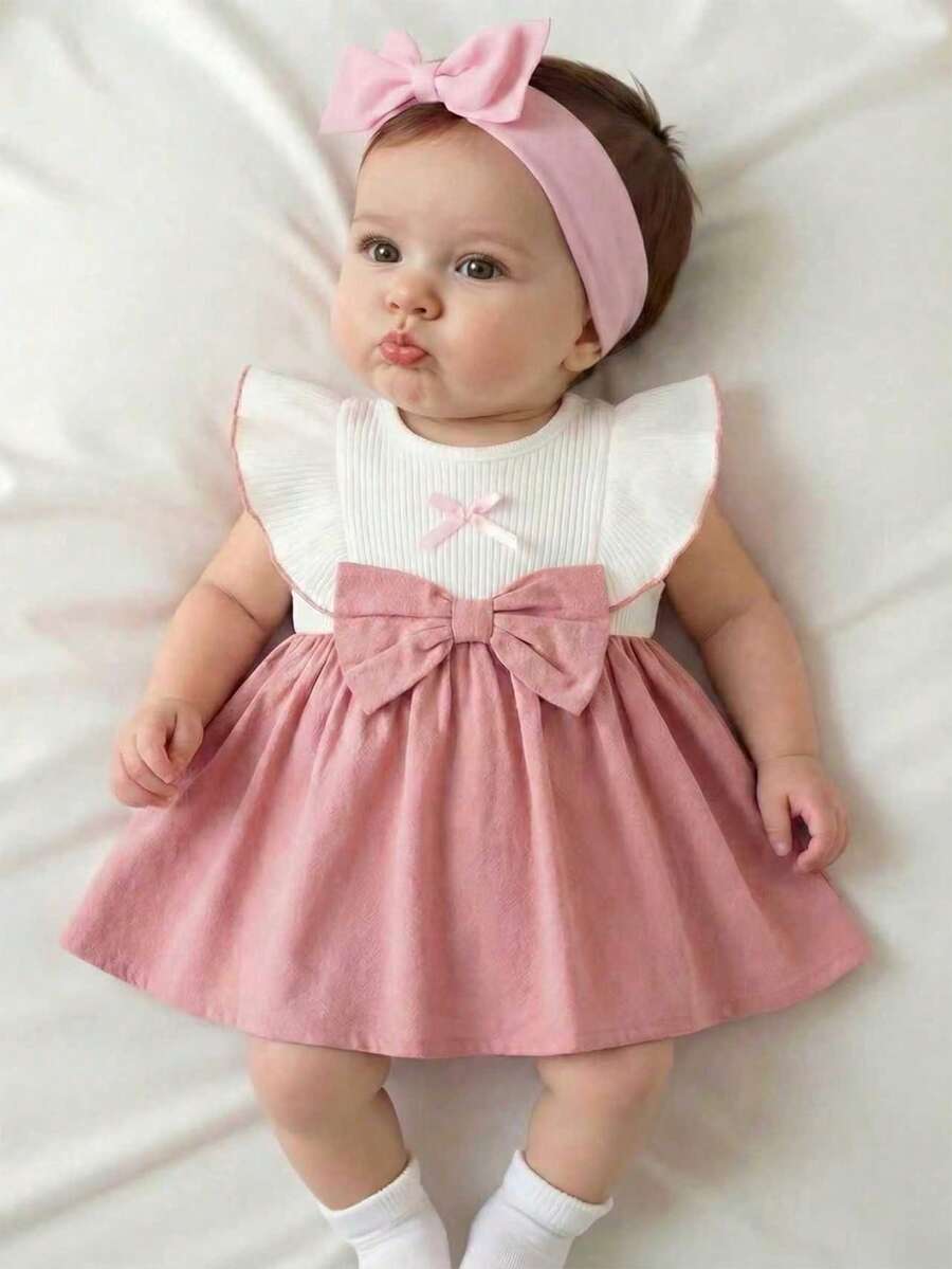 Baby Ditsy Floral Cinched Waist Dress for Cute Spring and Summer Wear