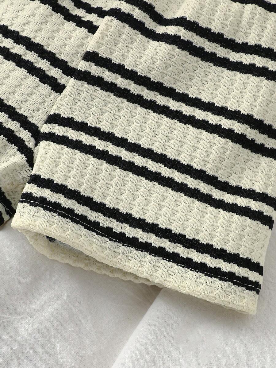 2PCS Baby Knitted Jacquard Shirt and Shorts Set for Casual Summer Outings