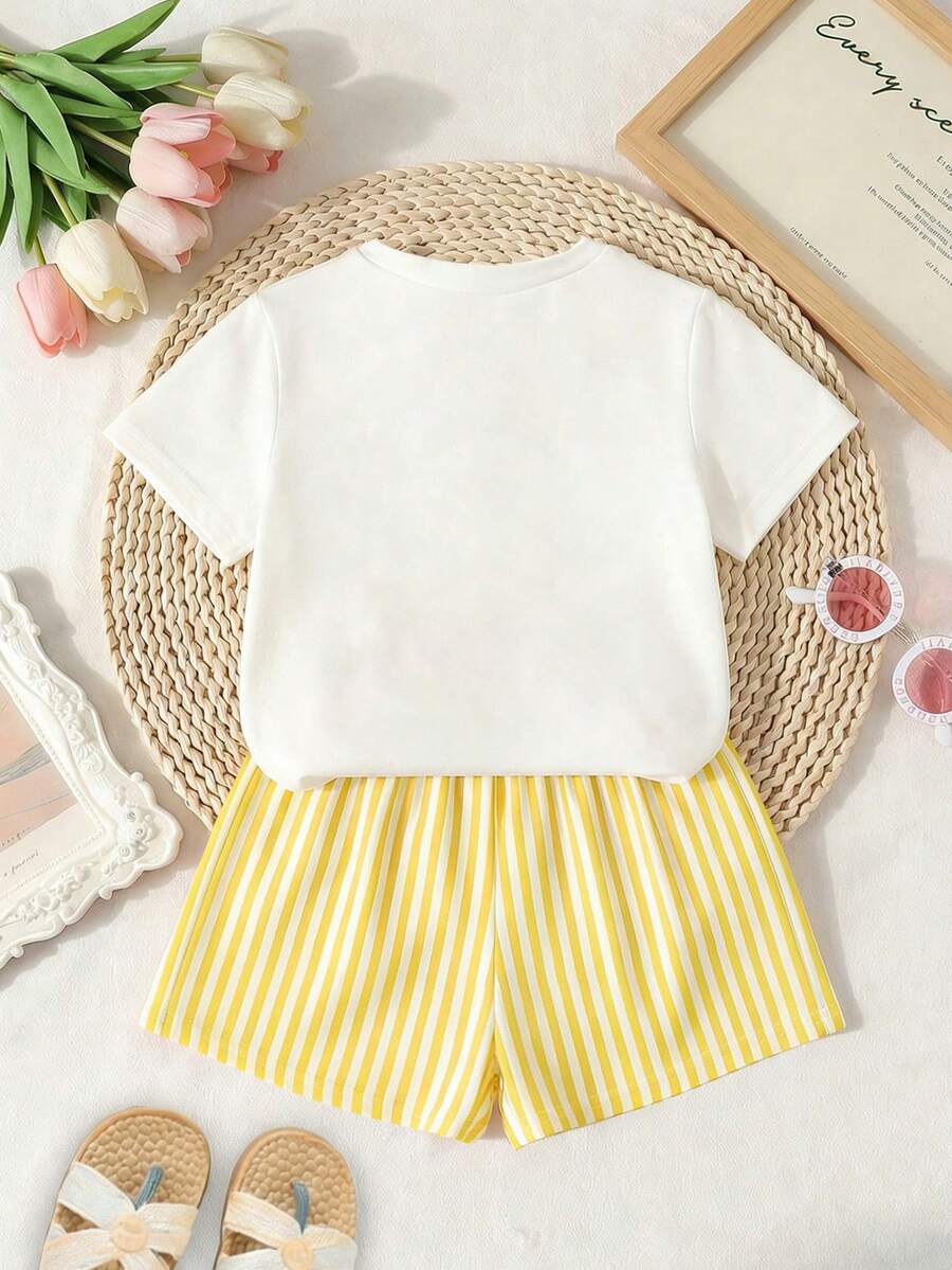 Classic Everyday Shorts Set For Baby Girls With Daddy's Girl T Shirt