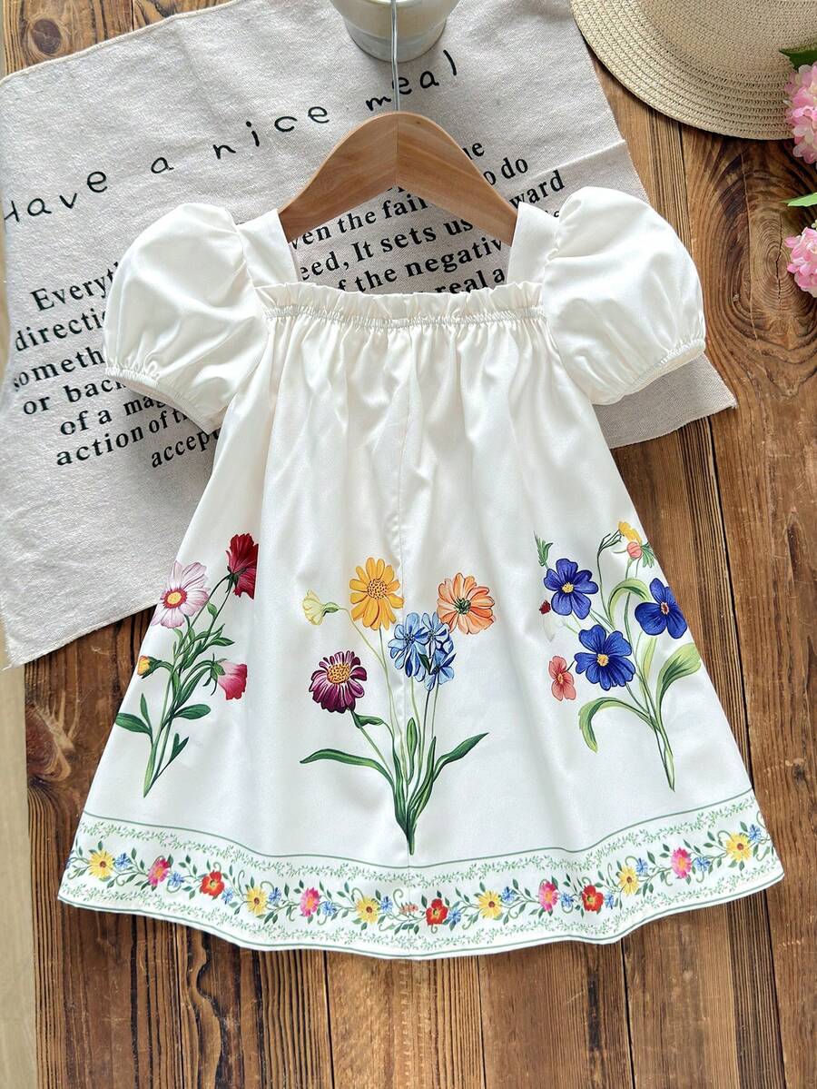 Baby Girl Plaid Bow Detail Short Sleeve Dress Cute Summer Vacation Outfit