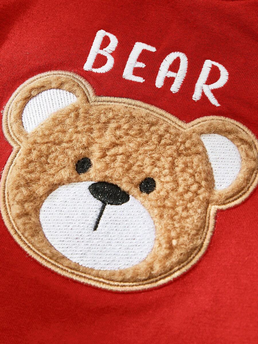 Newborn Boy & Girl Summer Knit Outfit -Cute Cartoon Bear Striped Shirt & Shorts Set