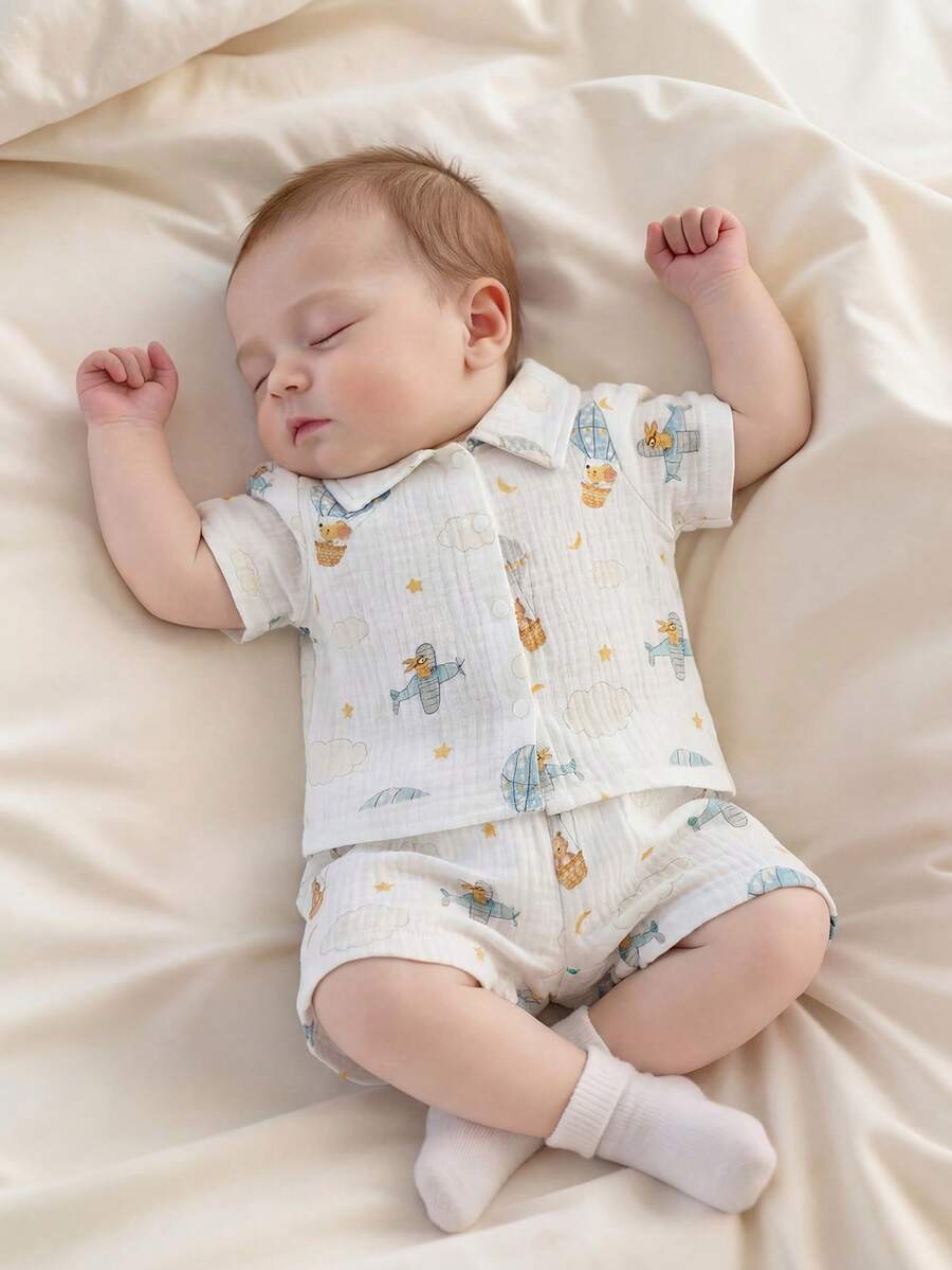 2PCS Baby Boy Gentleman Style Shirt and Shorts Set for Stylish Summer Daily Wear