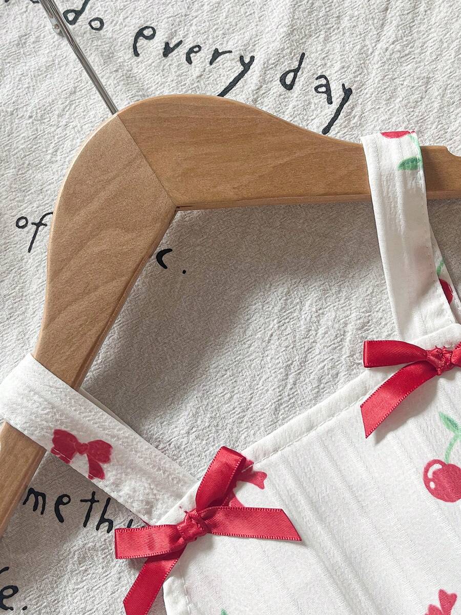 Cute Cherry Summer Clothing Set For Little Girls Party And Outing Style