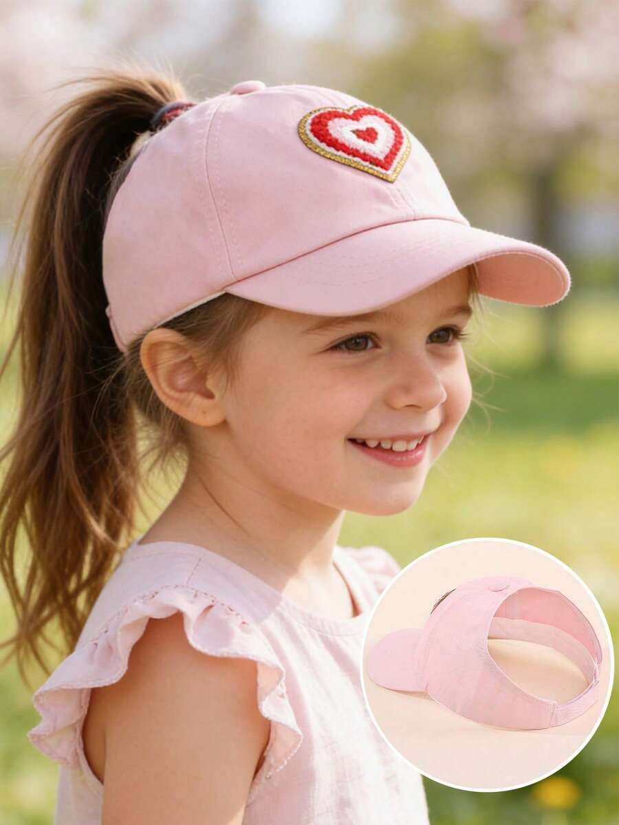 Butterfly Patch Ponytail Baseball Cap for Kids Summer Outdoor Wear