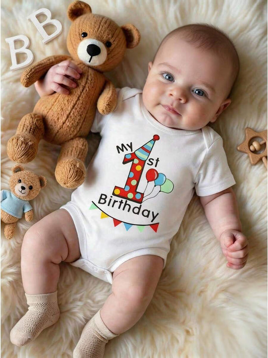 Cute Bear Pattern Baby Boys Romper Casual Holiday Summer Wear