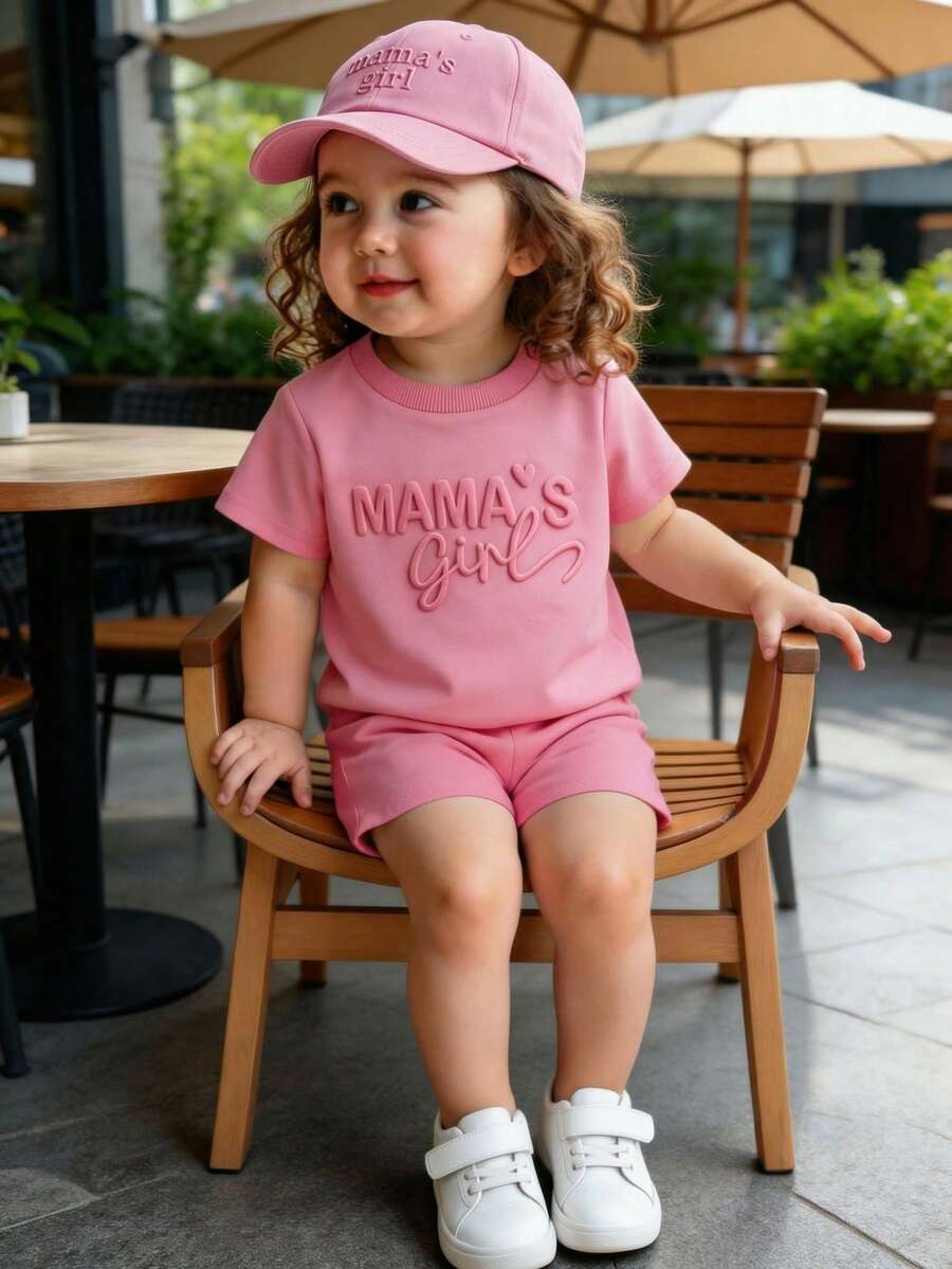 Classic Everyday Shorts Set For Baby Girls With Daddy's Girl T Shirt