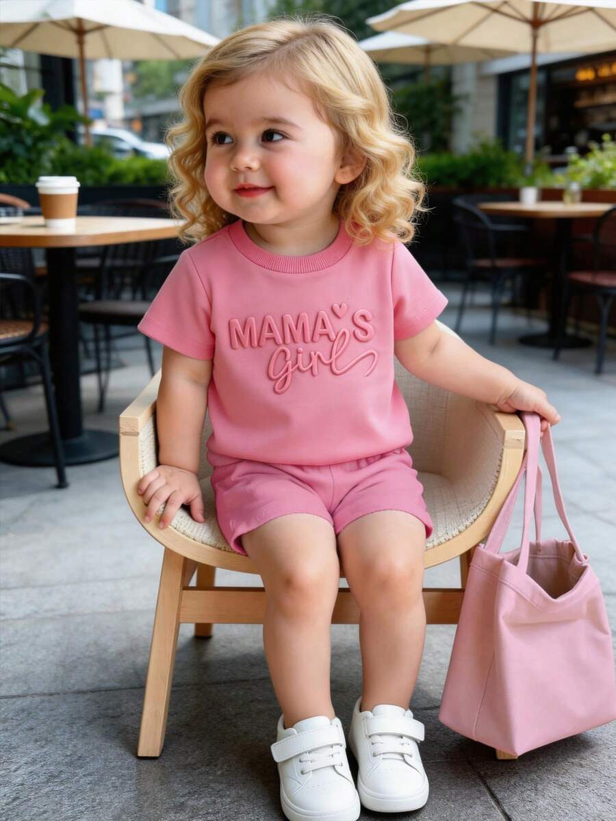 Classic Everyday Shorts Set For Baby Girls With Daddy's Girl T Shirt