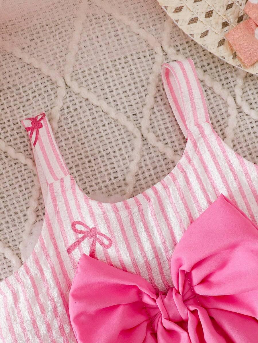 Baby Big Bow Strap Dress for Sweet Elegant Spring and Summer Wear