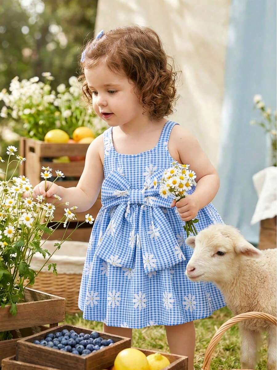 Baby Stripe Print Bow Front Cami Dress for Cute Summer Daily Wear