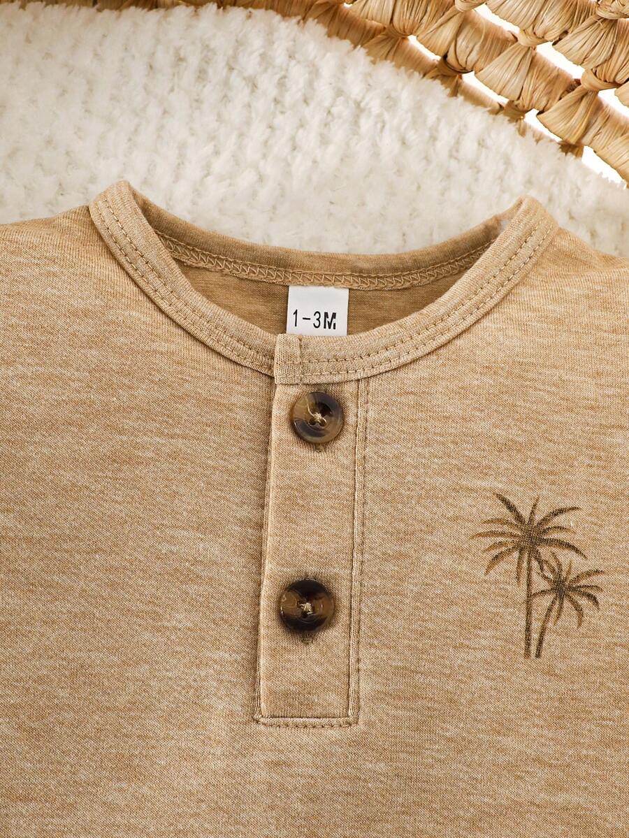 2PCS Baby Boy Coconut Tree Top and Dinosaur Shorts Set for Cute Summer Daily Wear