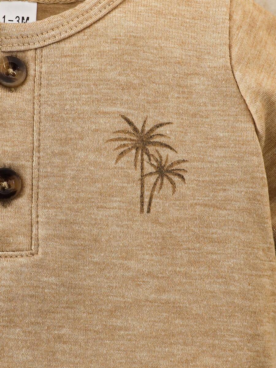 2PCS Baby Boy Coconut Tree Top and Dinosaur Shorts Set for Cute Summer Daily Wear