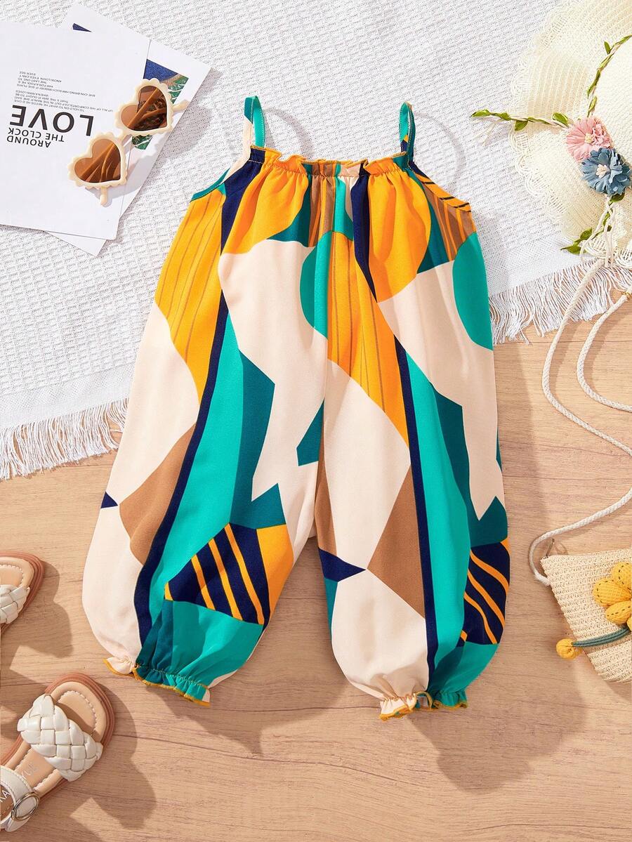 Baby Girl Casual Spaghetti Strap Jumpsuit Cute Sleeveless Summer Vacation Outfit For Newborn Infant Toddler Girls
