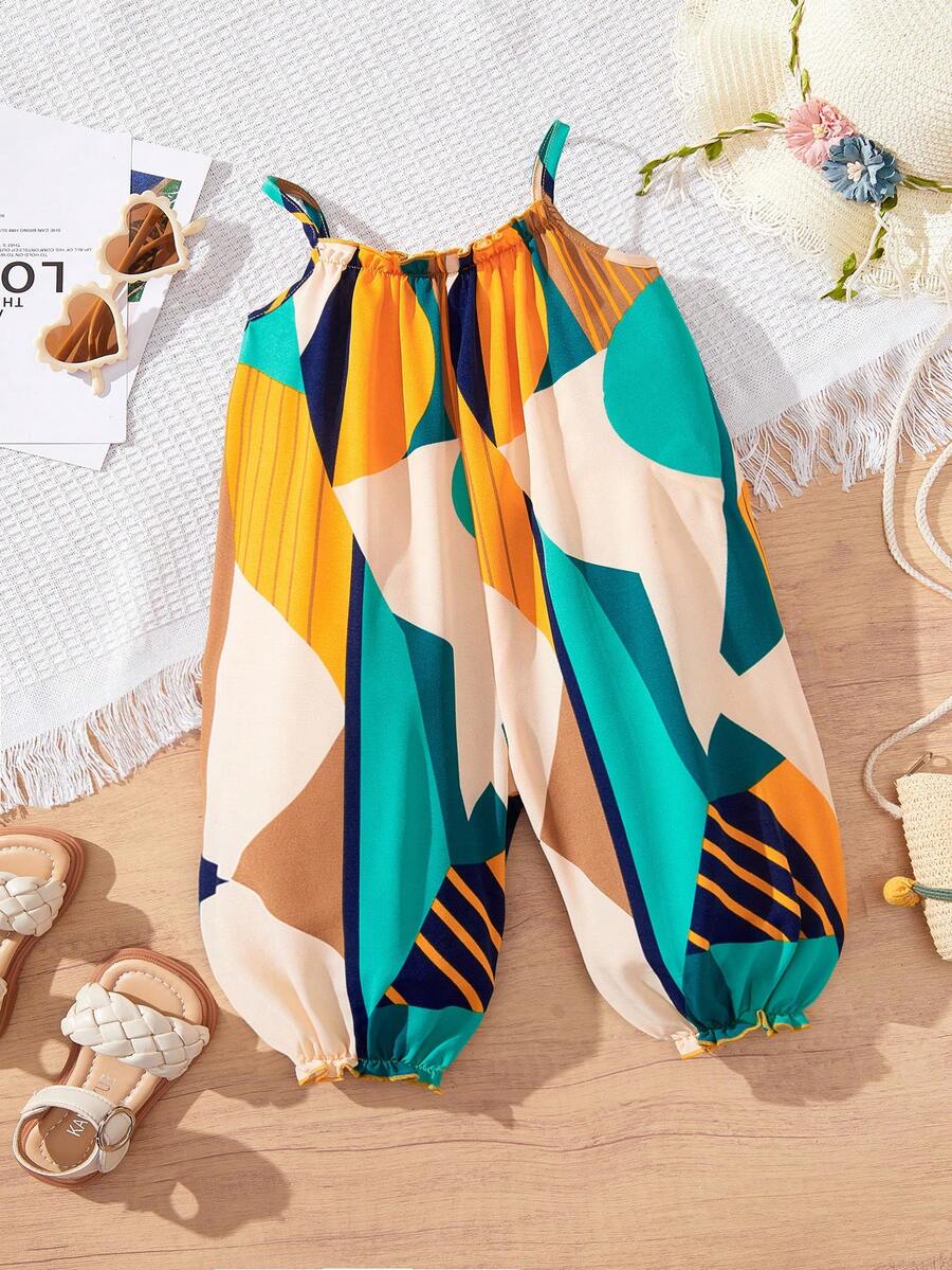 Baby Girl Casual Spaghetti Strap Jumpsuit Cute Sleeveless Summer Vacation Outfit For Newborn Infant Toddler Girls