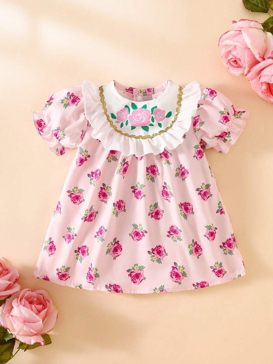 Baby Embroidered Puff Sleeve Dress for Cute Summer Outings and Photoshoots