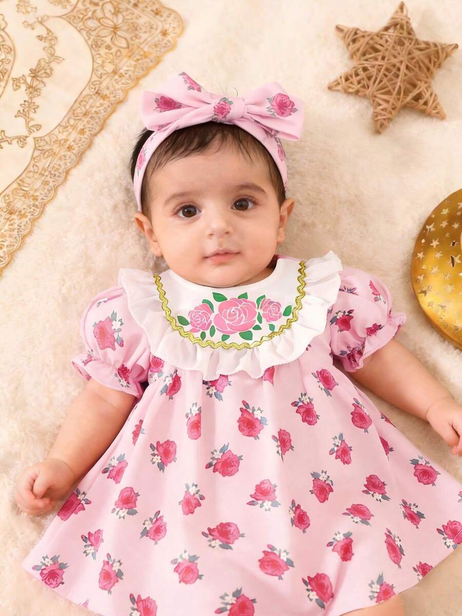 Baby Embroidered Puff Sleeve Dress for Cute Summer Outings and Photoshoots