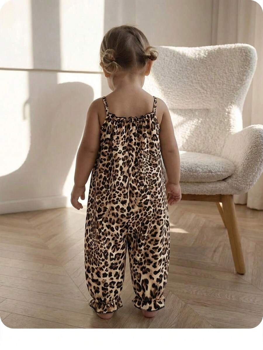Baby Girl Casual Spaghetti Strap Jumpsuit Cute Sleeveless Summer Vacation Outfit For Newborn Infant Toddler Girls