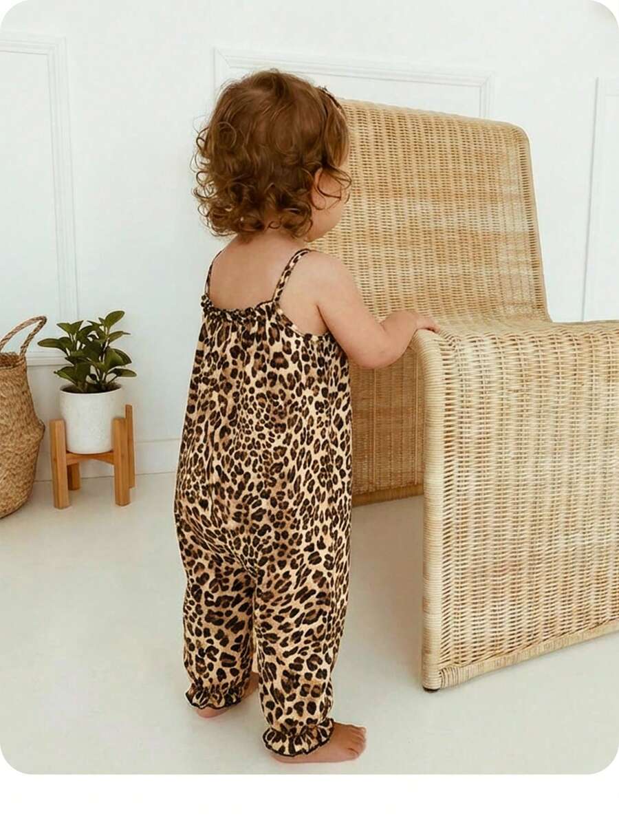 Baby Girl Casual Spaghetti Strap Jumpsuit Cute Sleeveless Summer Vacation Outfit For Newborn Infant Toddler Girls