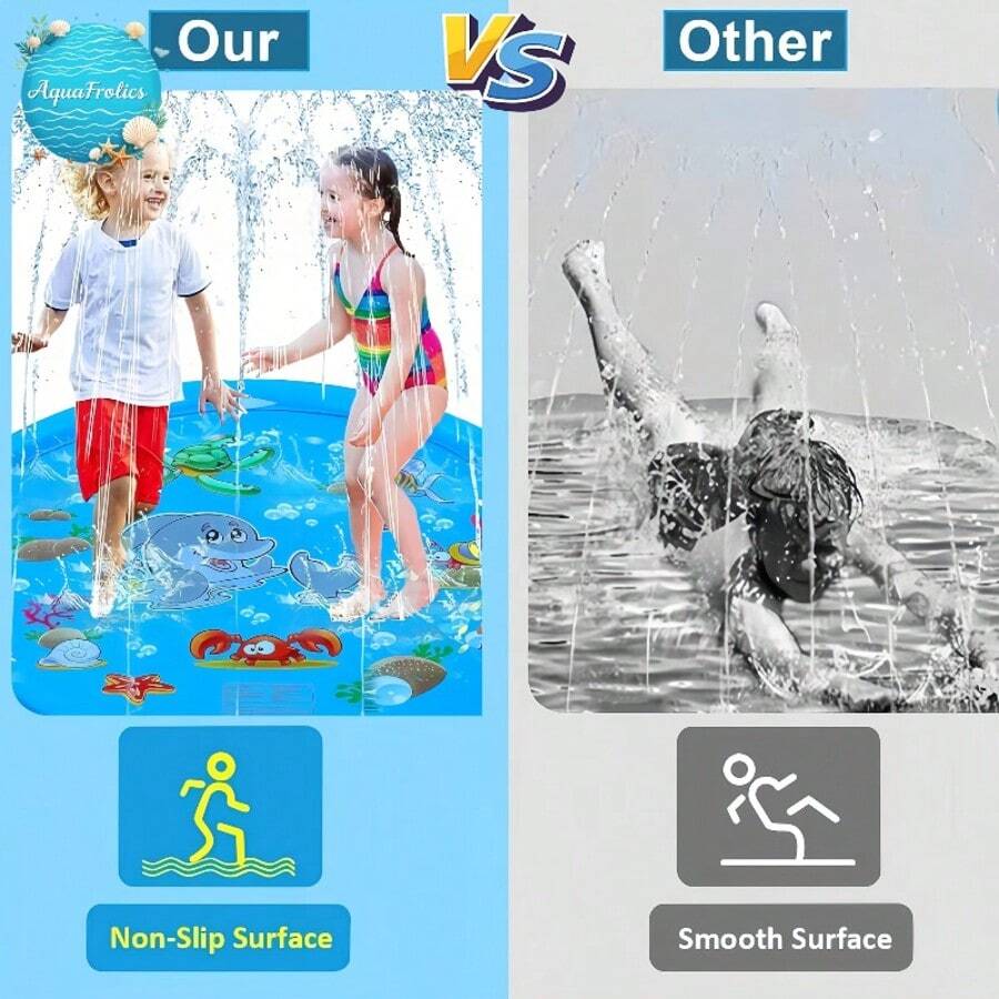 Dolphin Splash Pad Sprinkler Mat for Kids and Pets Outdoor Water Play Lawn and Backyard Fun