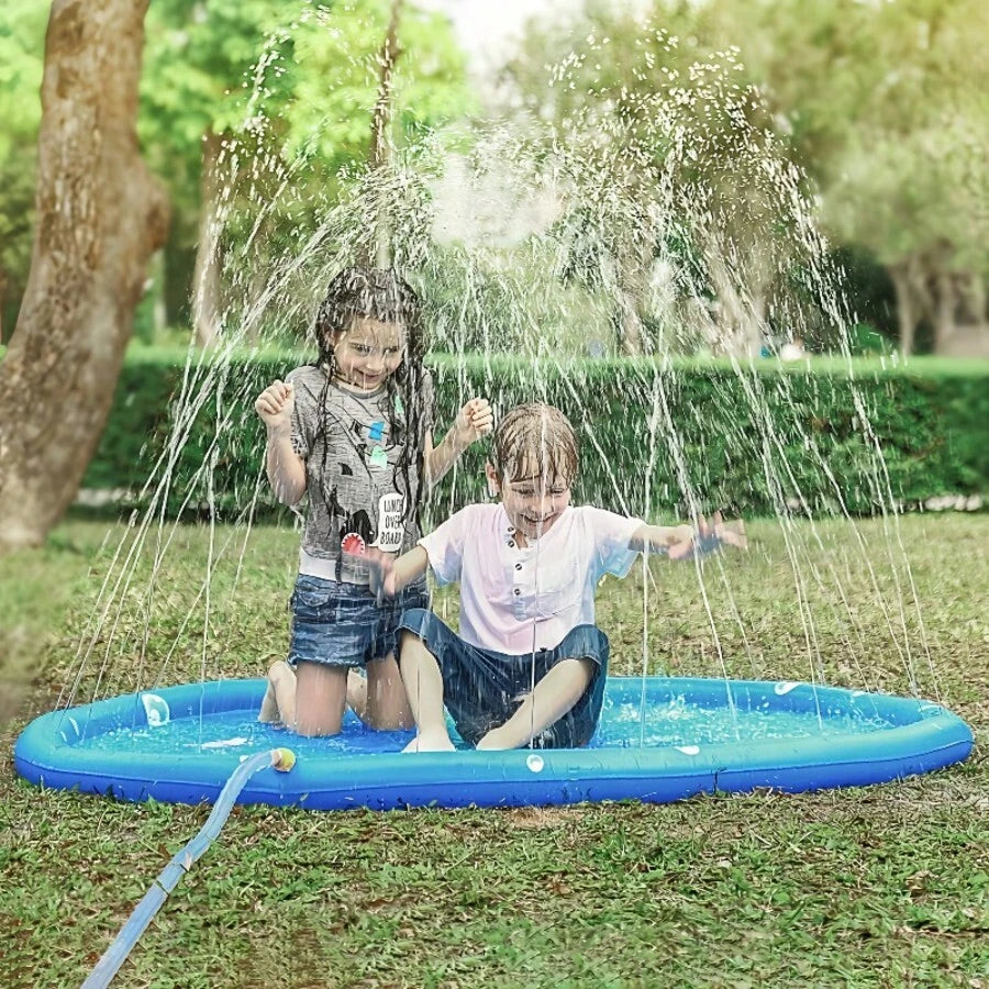 Dolphin Splash Pad Sprinkler Mat for Kids and Pets Outdoor Water Play Lawn and Backyard Fun