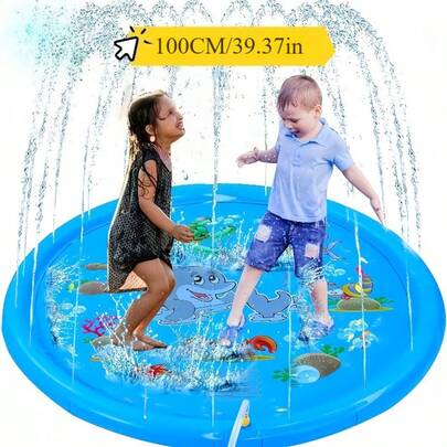 Dolphin Splash Pad Sprinkler Mat for Kids and Pets Outdoor Water Play Lawn and Backyard Fun