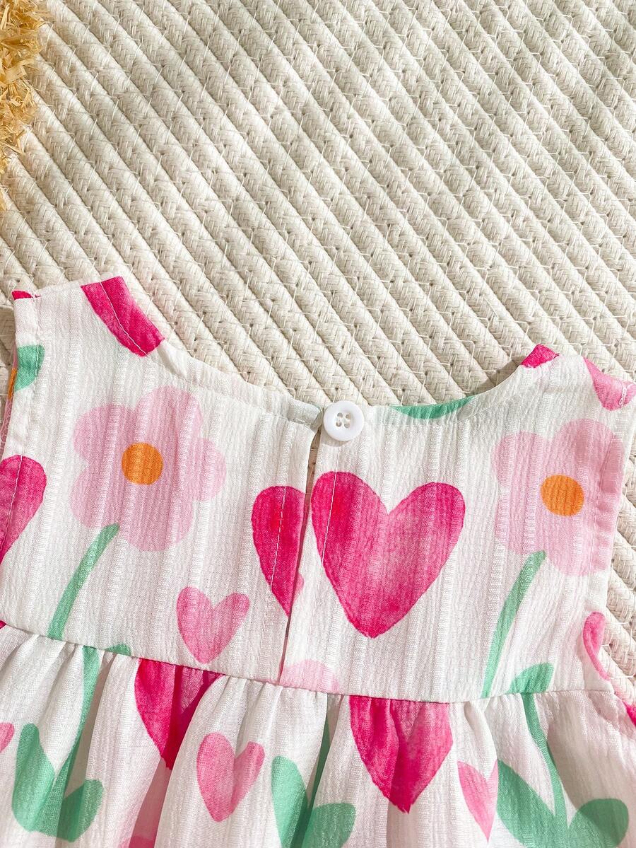 Cherry Print Sleeveless Top and Red Shorts Set for Baby Girls