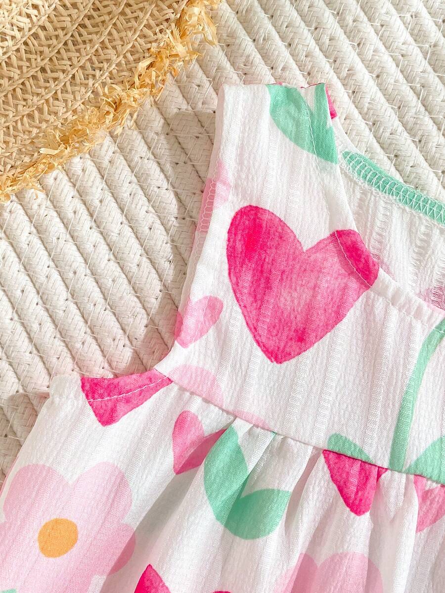 Cherry Print Sleeveless Top and Red Shorts Set for Baby Girls