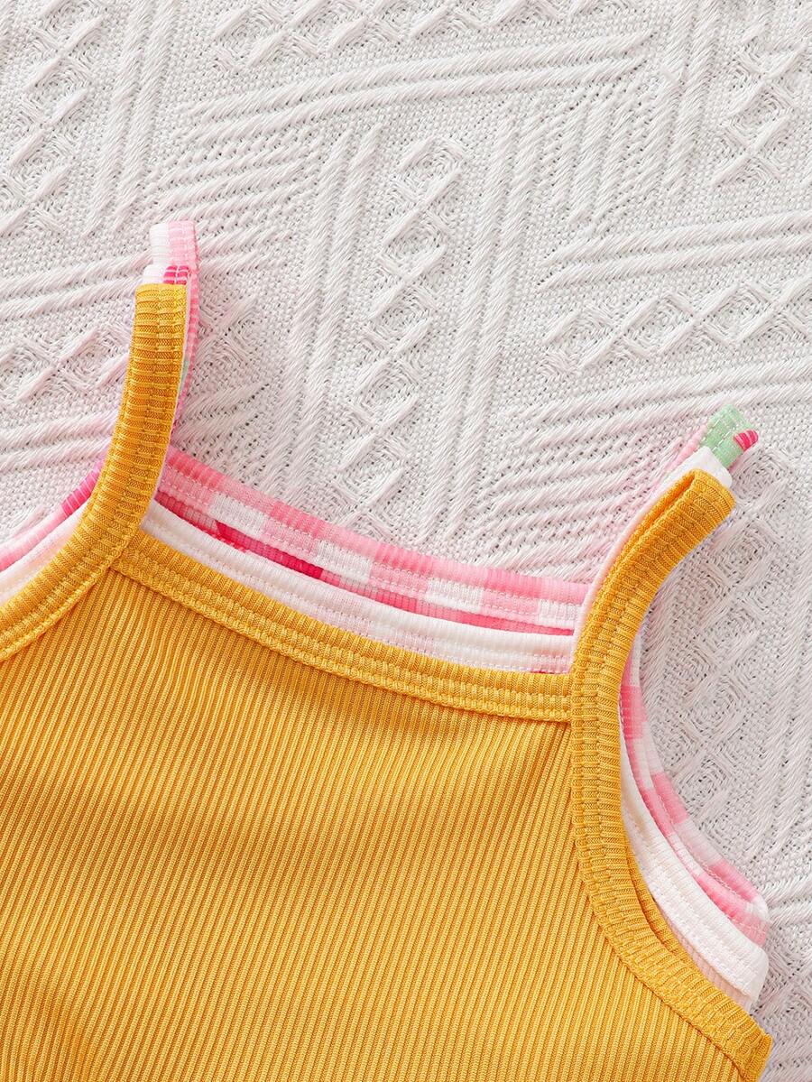 Cute Baby Girls Bib Shorts Set With Skin Friendly Casual Summer Style