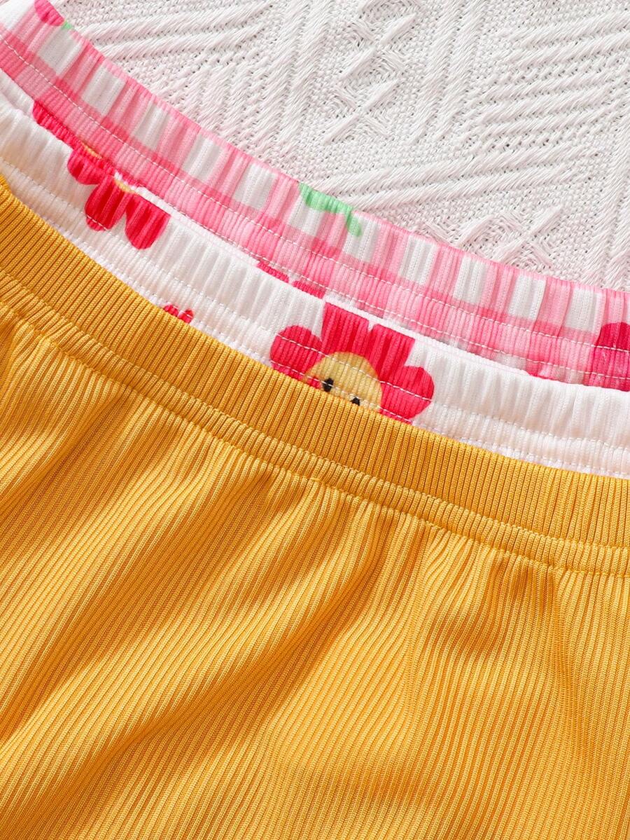 Cute Baby Girls Bib Shorts Set With Skin Friendly Casual Summer Style