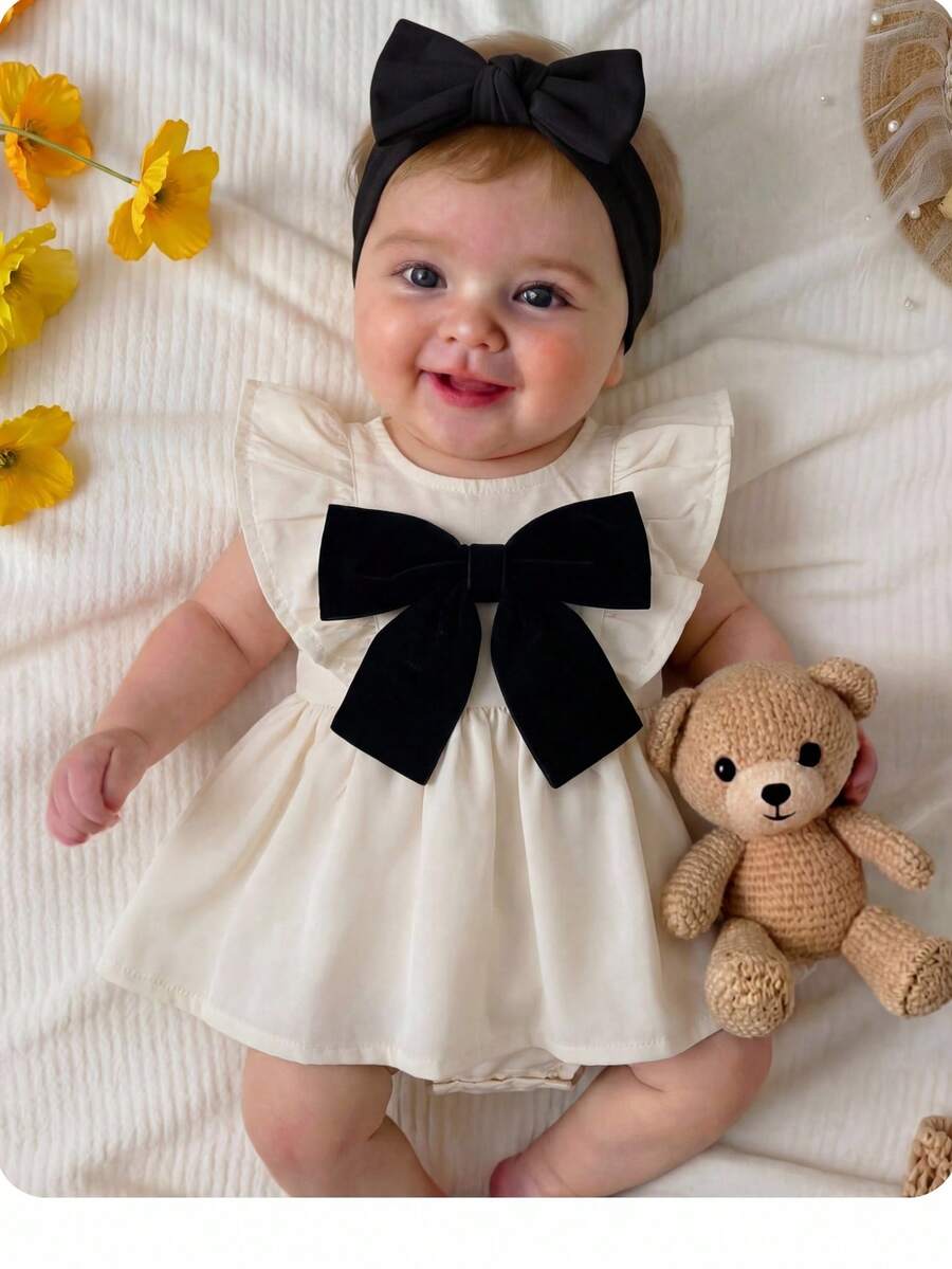 Baby Floral Print Ruffle Sleeveless Romper Dress for Spring Daily Wear