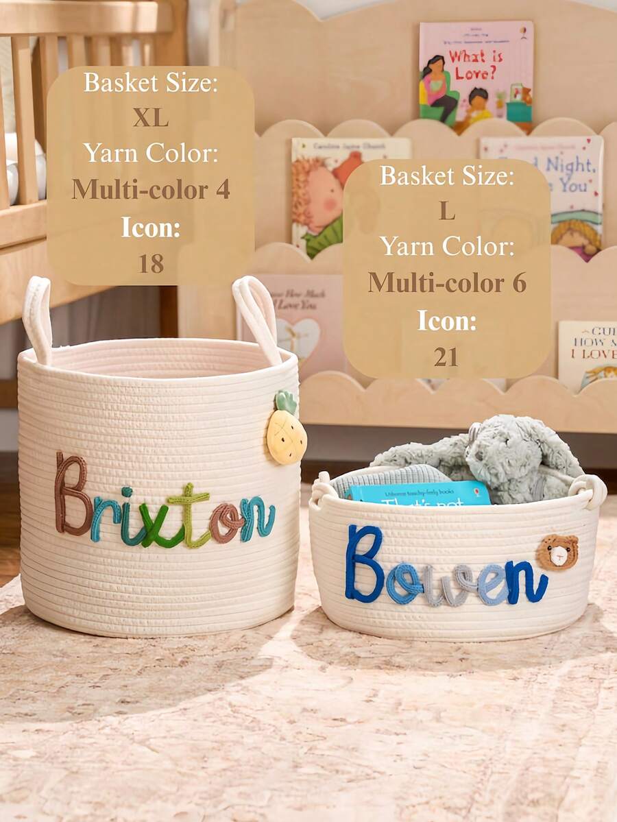 Custom Woven Baby Storage Basket – Boho Nursery Decor