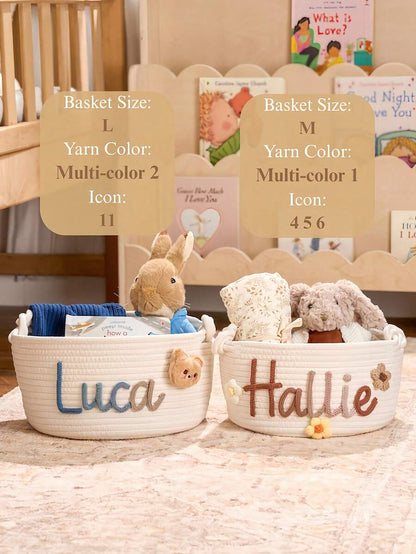 Custom Woven Baby Storage Basket – Boho Nursery Decor