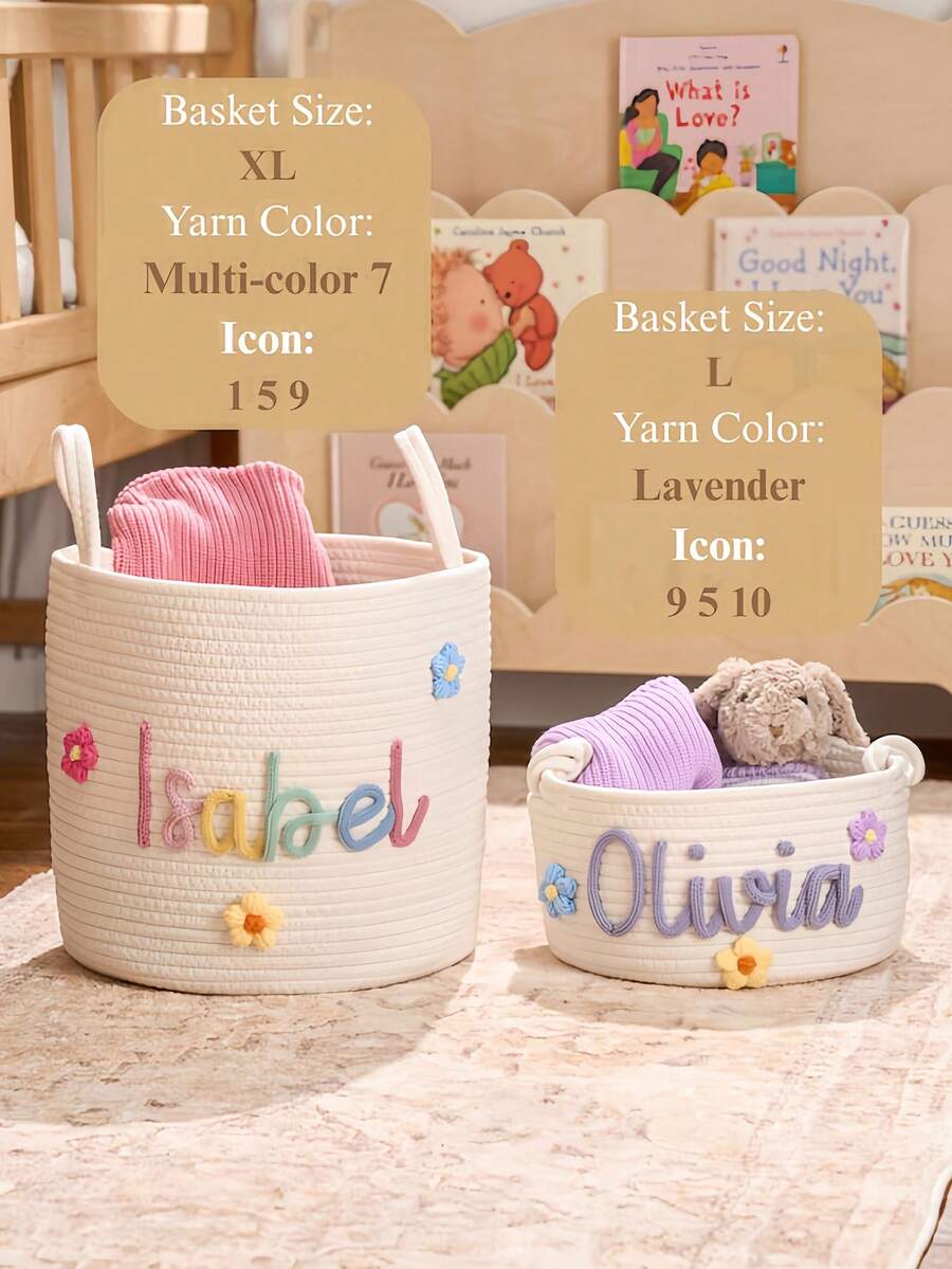 Custom Woven Baby Storage Basket – Boho Nursery Decor
