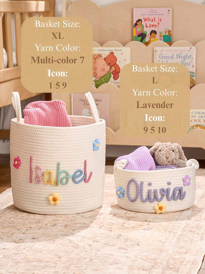Custom Woven Baby Storage Basket – Boho Nursery Decor