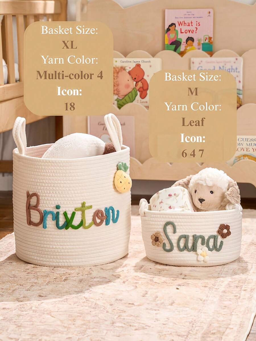 Custom Woven Baby Storage Basket – Boho Nursery Decor