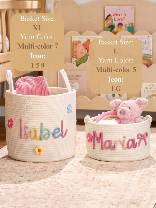 Custom Woven Baby Storage Basket – Boho Nursery Decor