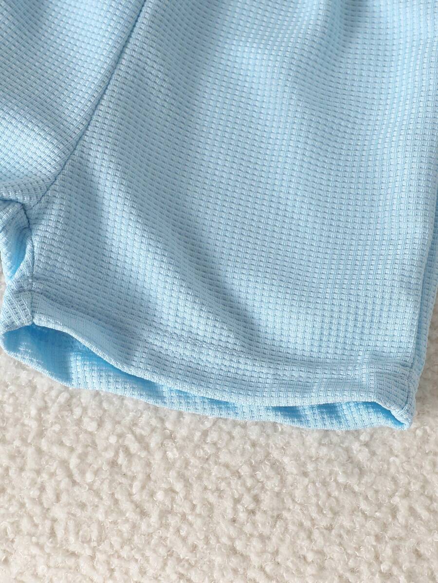 Playful Pals Baby Boy Khaki OOTD: Textured V-Neck and Striped Outfit