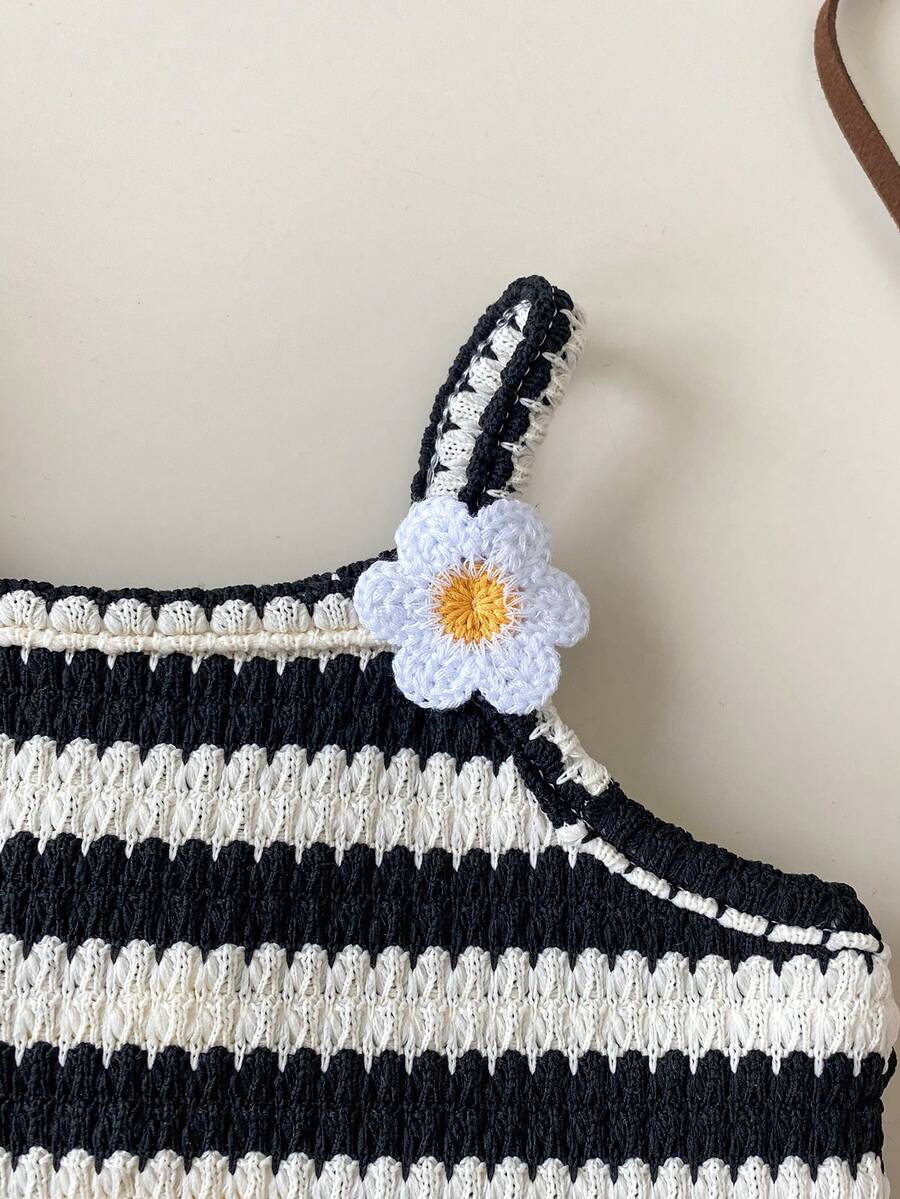 Striped Knit Camisole And Shorts Set For Baby Girls Summer Vacation Wear