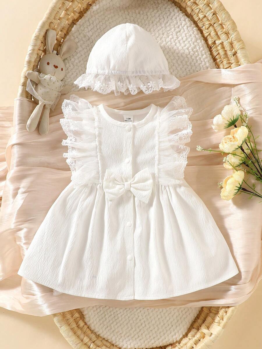 Baby Cherry Print Sleeveless Dress and Red Hat Set for Cute Summer Outings