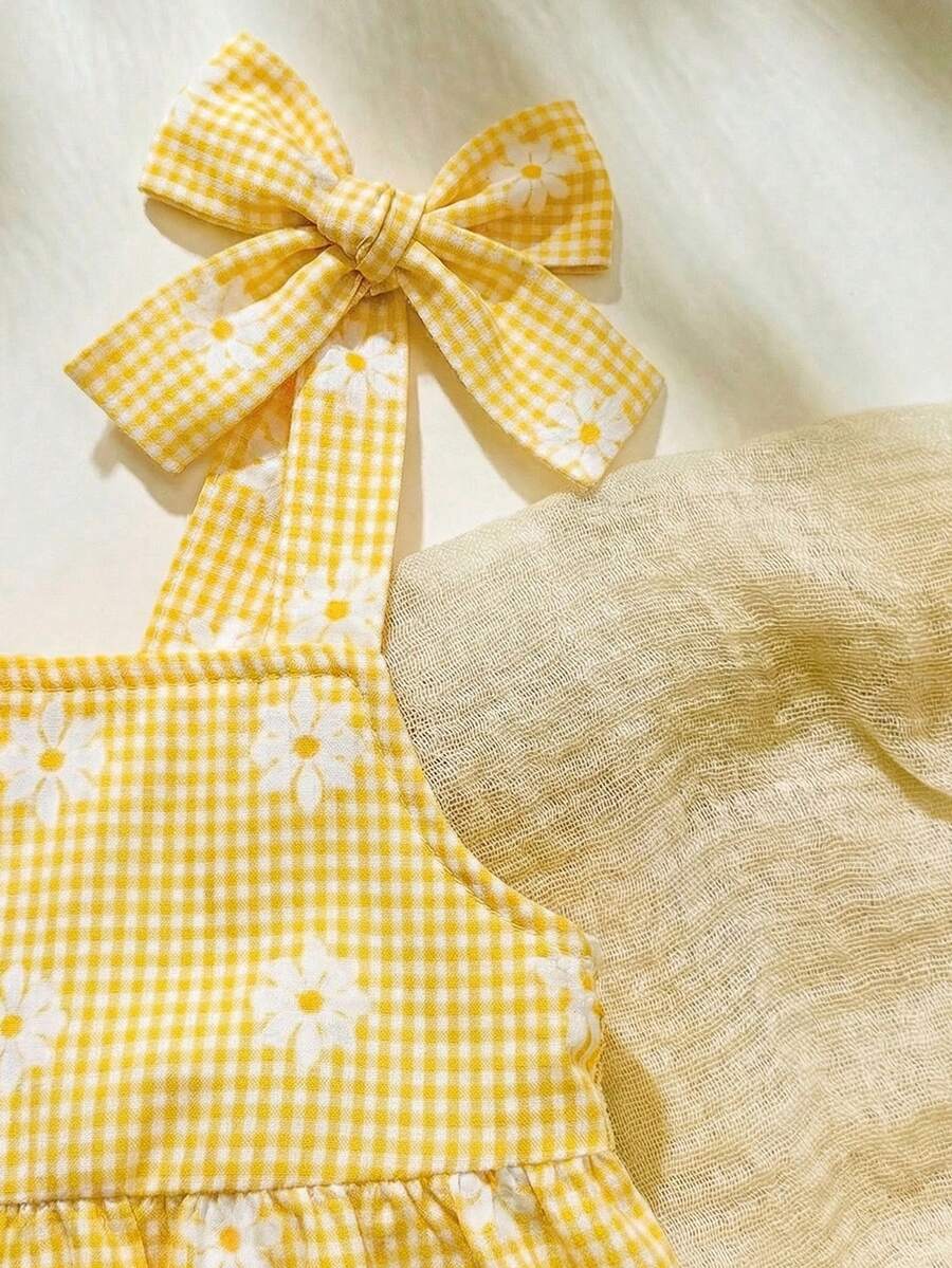 Vacation Ready Striped Shorts Set For Baby Girls With Bow Detail Camisole