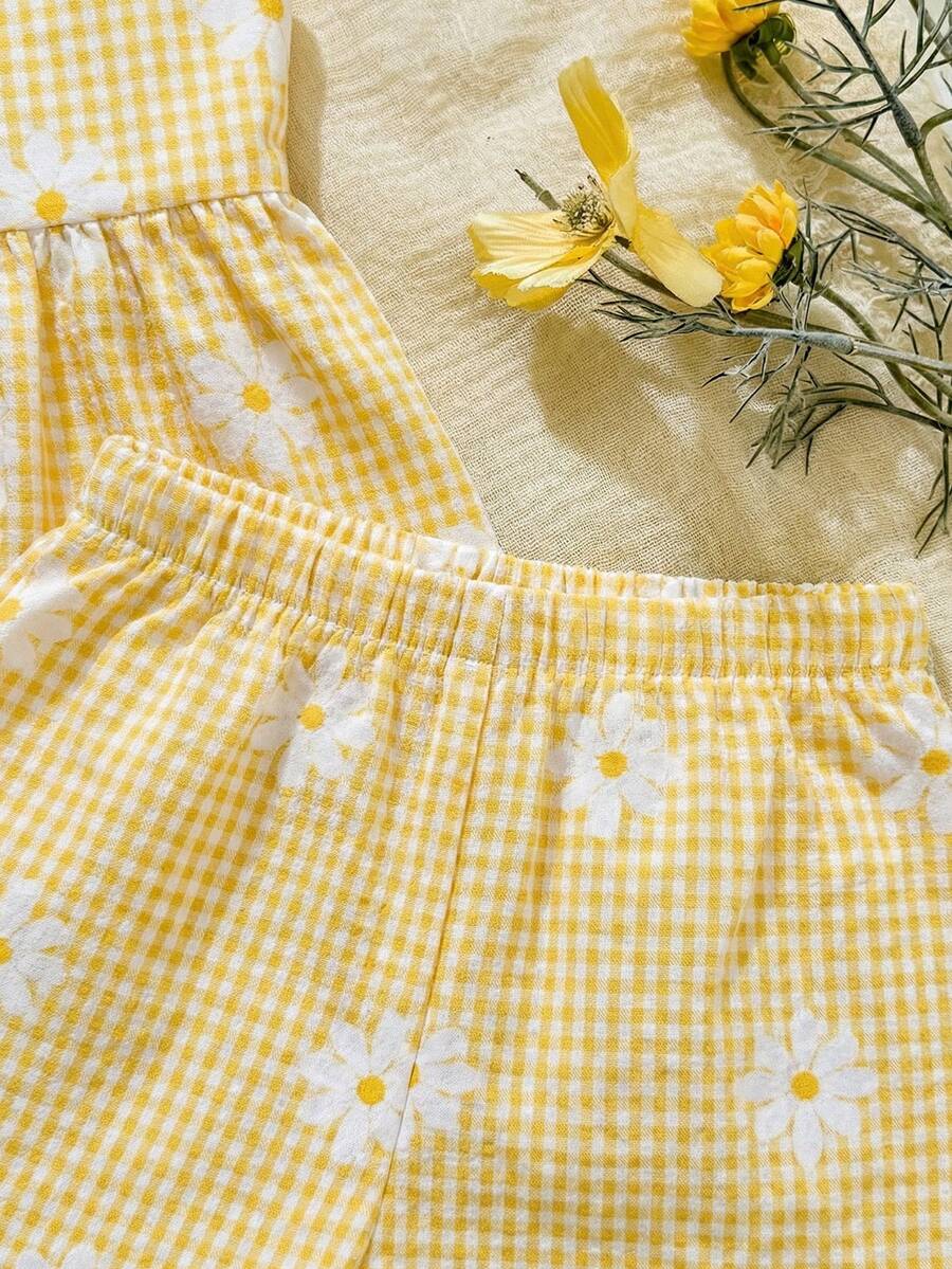 Vacation Ready Striped Shorts Set For Baby Girls With Bow Detail Camisole