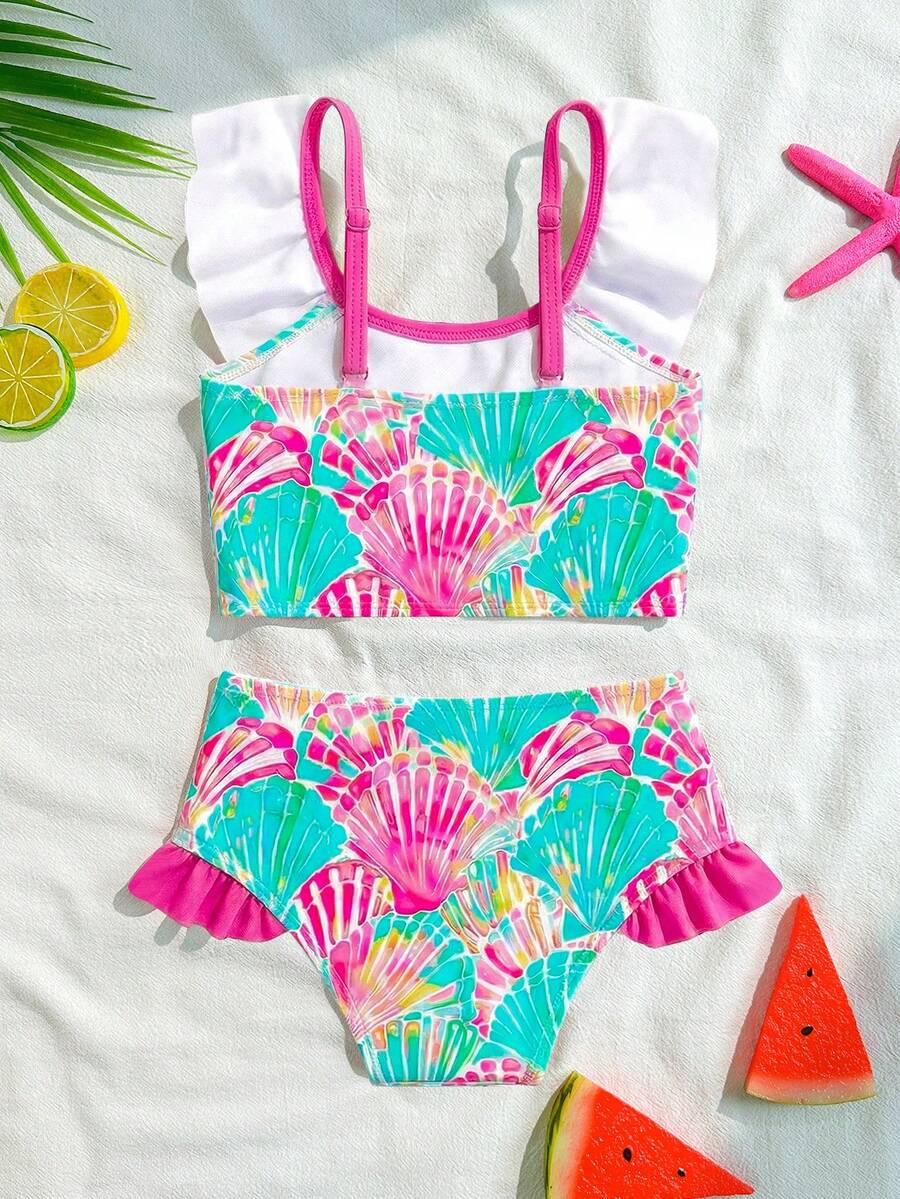 Baby Girls Leopard Print Bikini Set With Ruffle Trim Cute Summer Swimwear