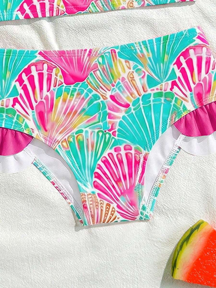Baby Girls Leopard Print Bikini Set With Ruffle Trim Cute Summer Swimwear